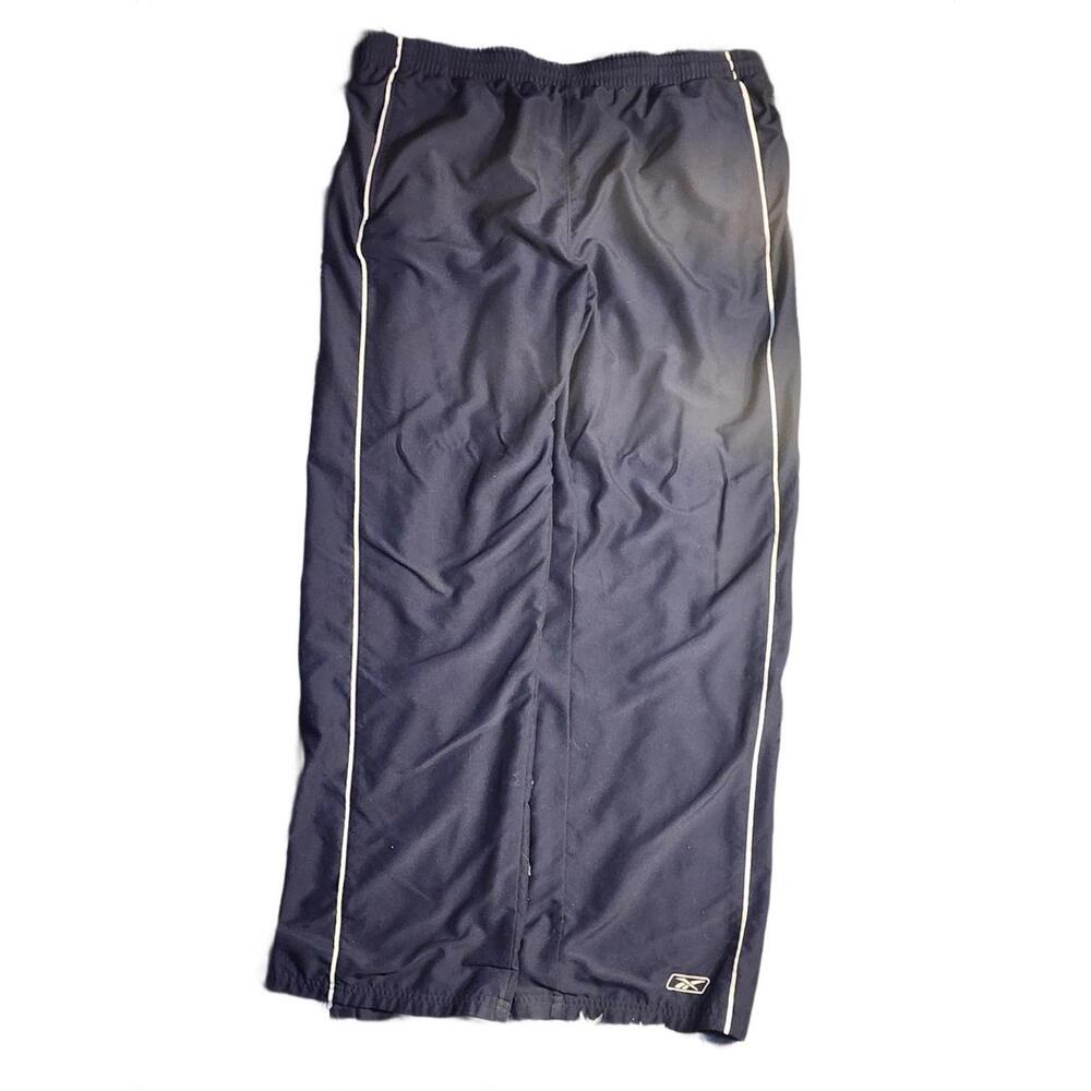 VTG Y2K Reebok Track Pants Wide-leg Ankle Zip Men's L Baggy Striped Blue Fleece